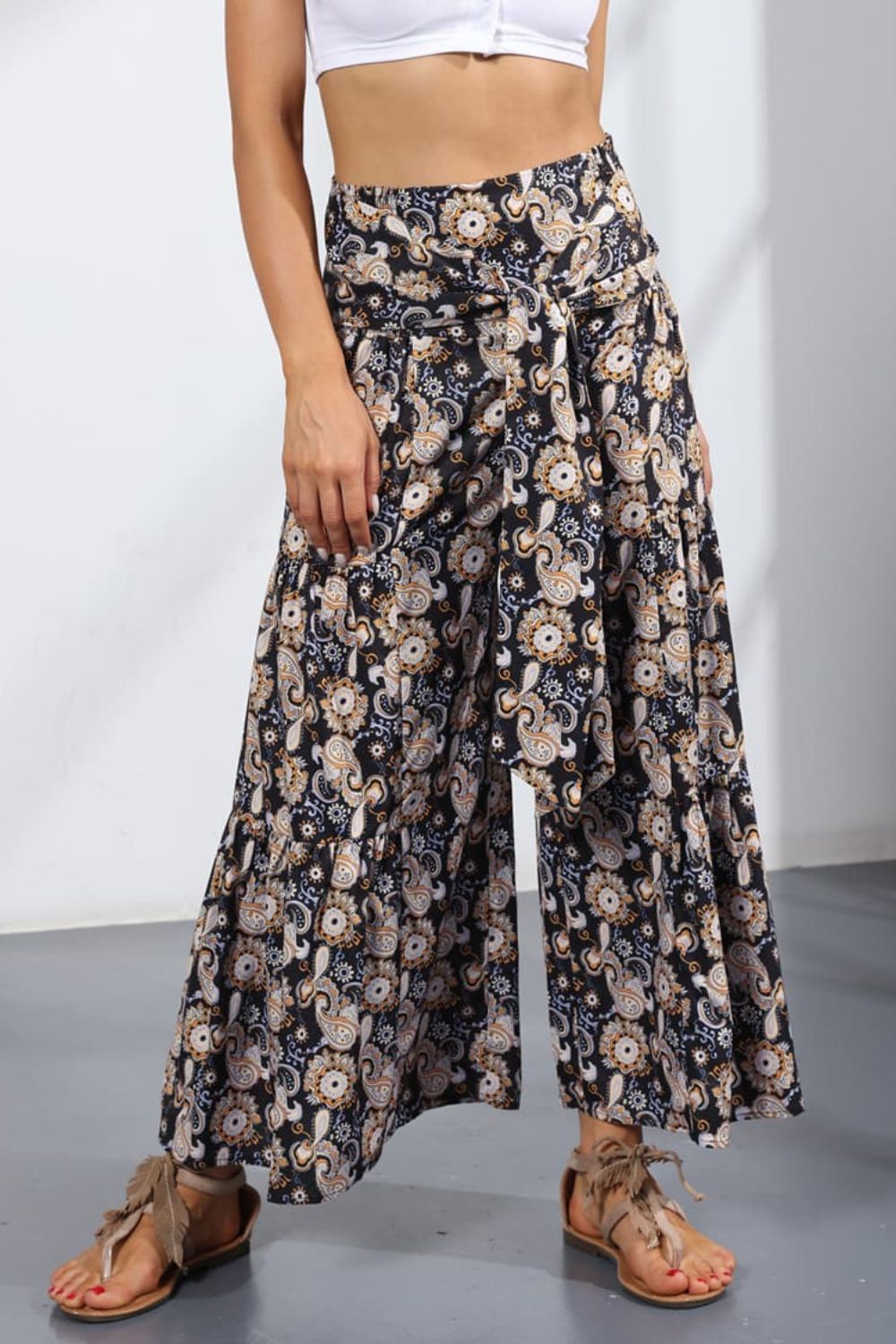 Women’s Printed Tie-Front Culottes