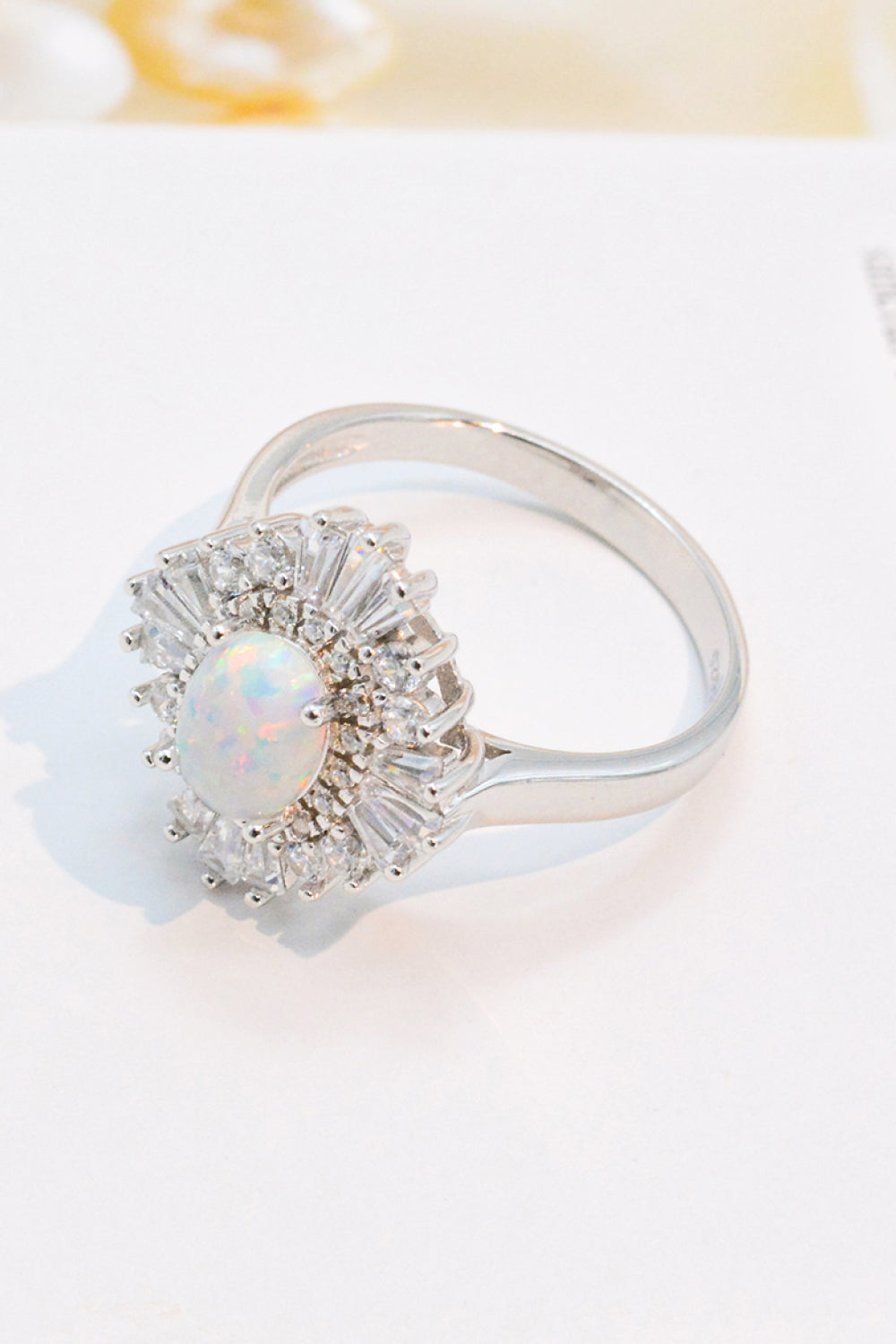 Women’s Modern 925 Sterling Silver Opal Halo Ring