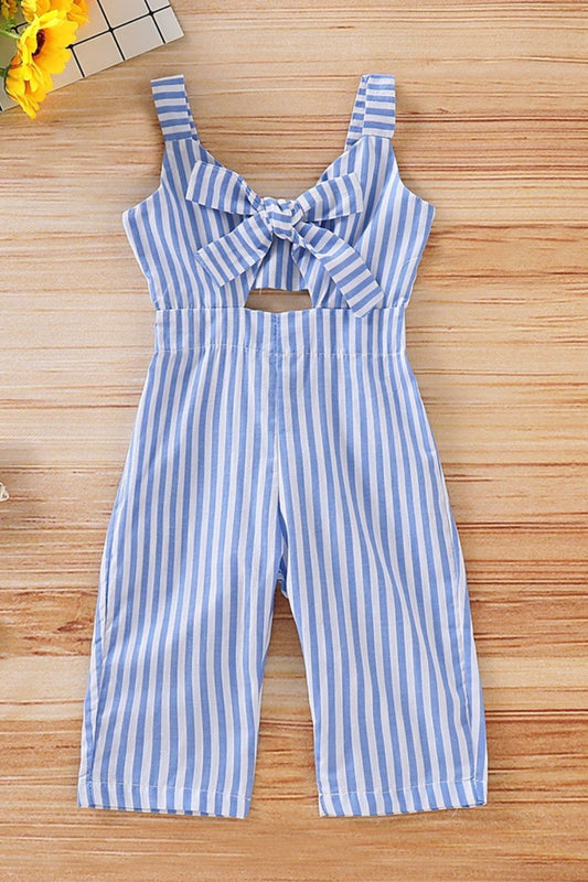 Children’s Girls Striped Cutout Sleeveless Jumpsuit