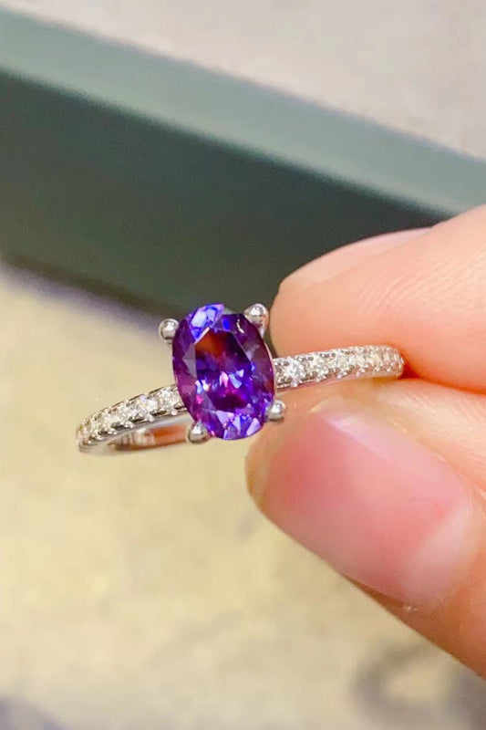 Women’s 1 Carat Purple Moissanite 4-Prong Ring