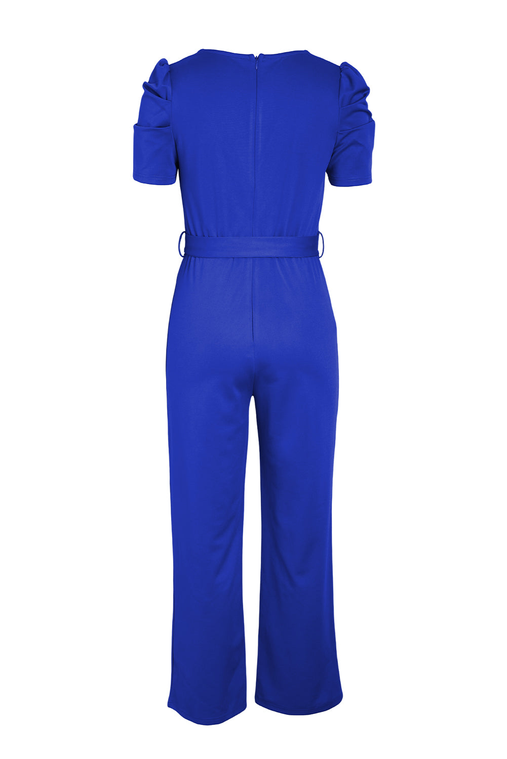 Women’s Belted Puff Sleeve V-Neck Jumpsuit