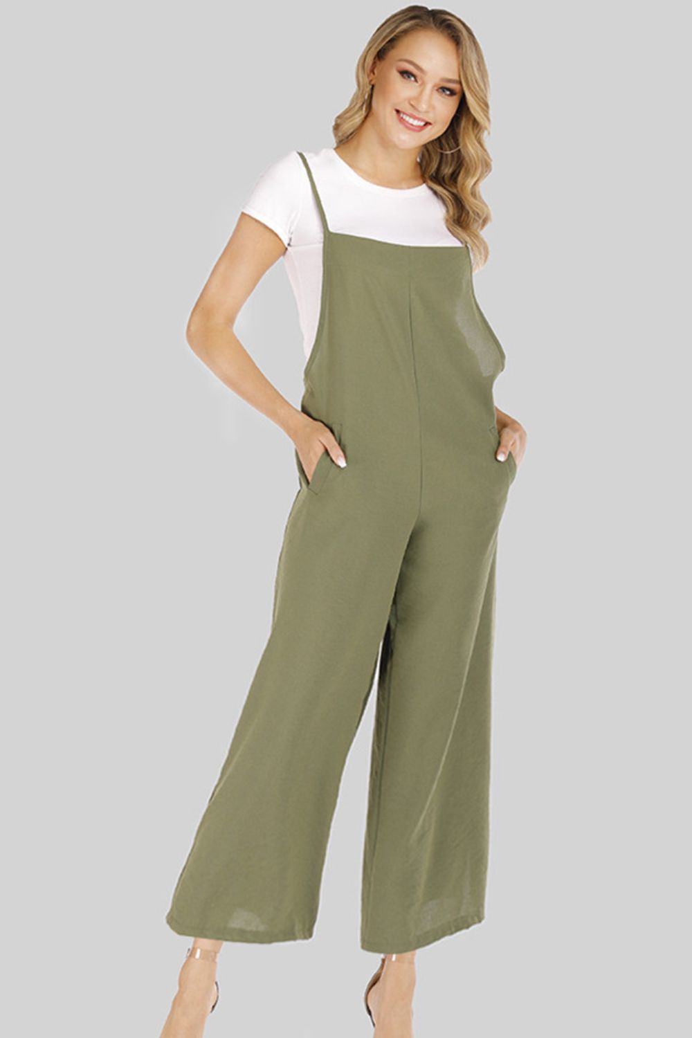 Women’s Full Size Cropped Wide Leg Overalls with Pockets