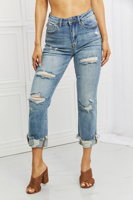 Women’s RISEN Full Size Leilani Distressed Straight Leg Jeans