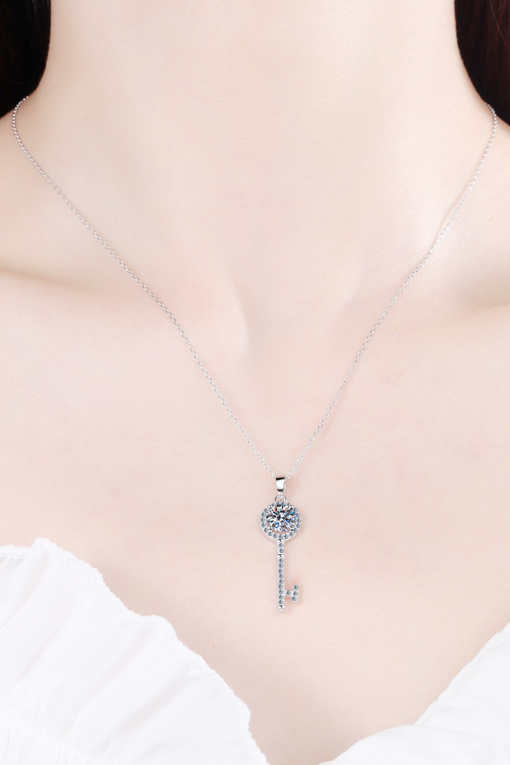 Women’s Moissanite Key Pendant Necklace