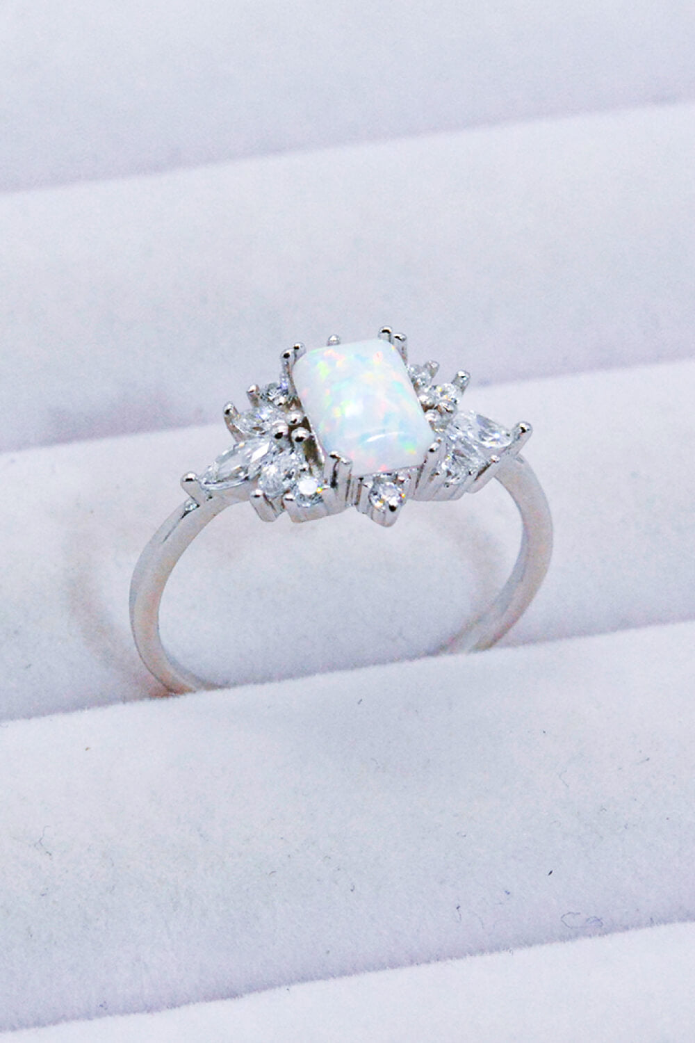 Women’s 925 Sterling Silver Zircon and Opal Ring