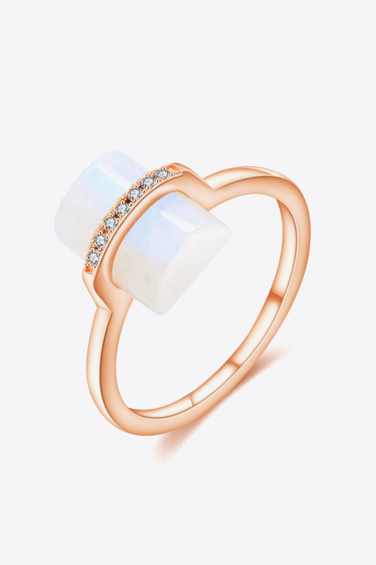 Women’s Natural Moonstone Platinum-Plated Ring