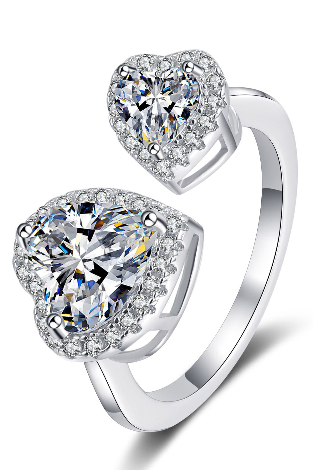 Women’s Heart-Shape Moissanite Open Ring