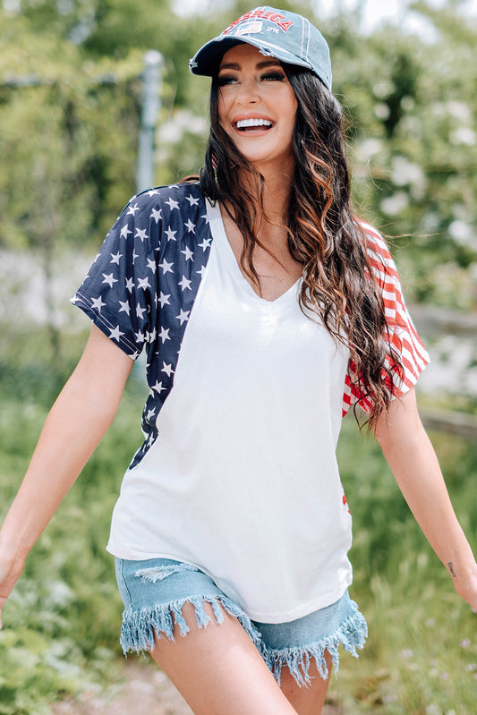 Women’s US Flag V-Neck Tee Shirt