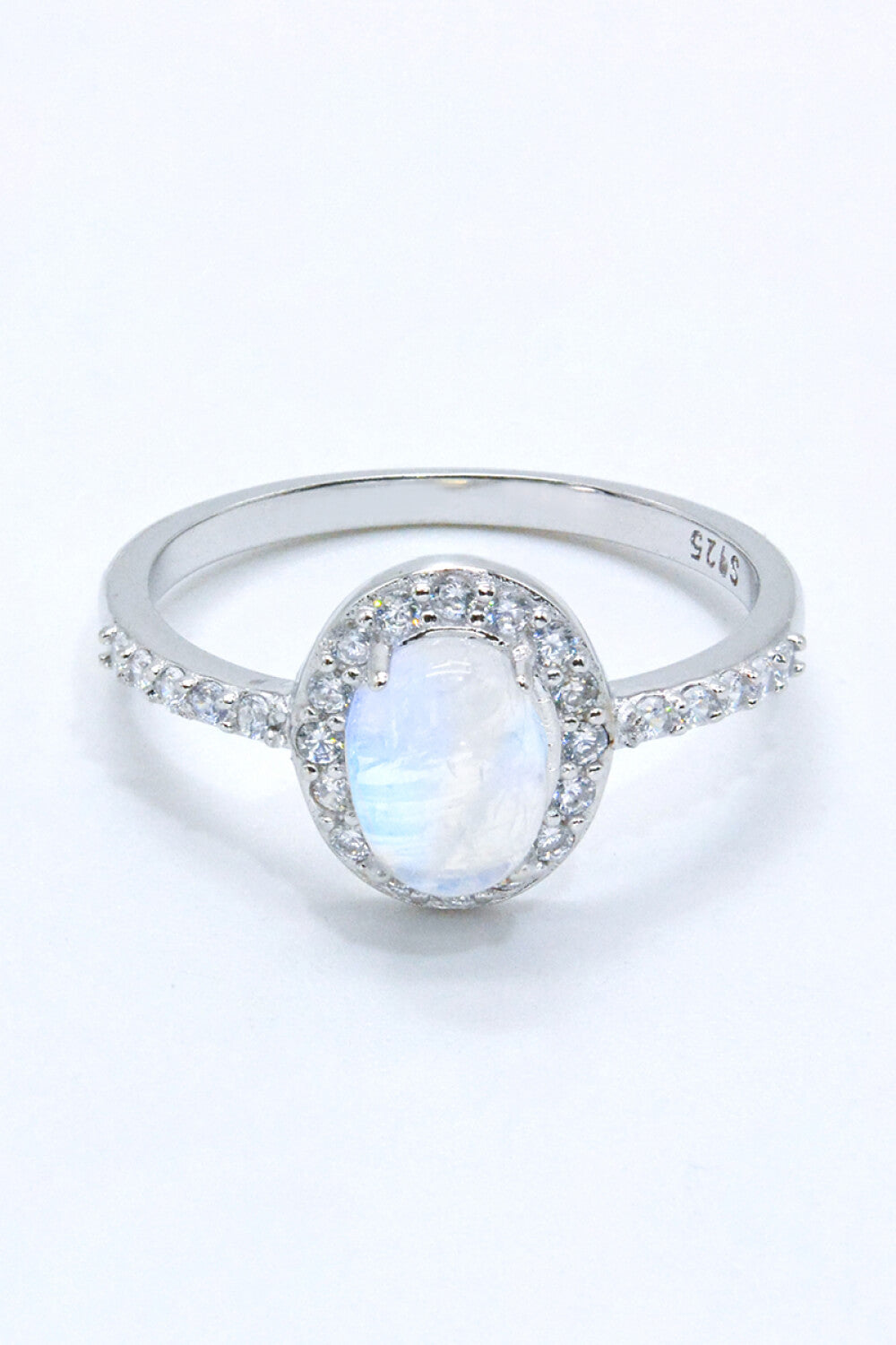 Women’s 925 Sterling Silver Natural Moonstone Halo Ring