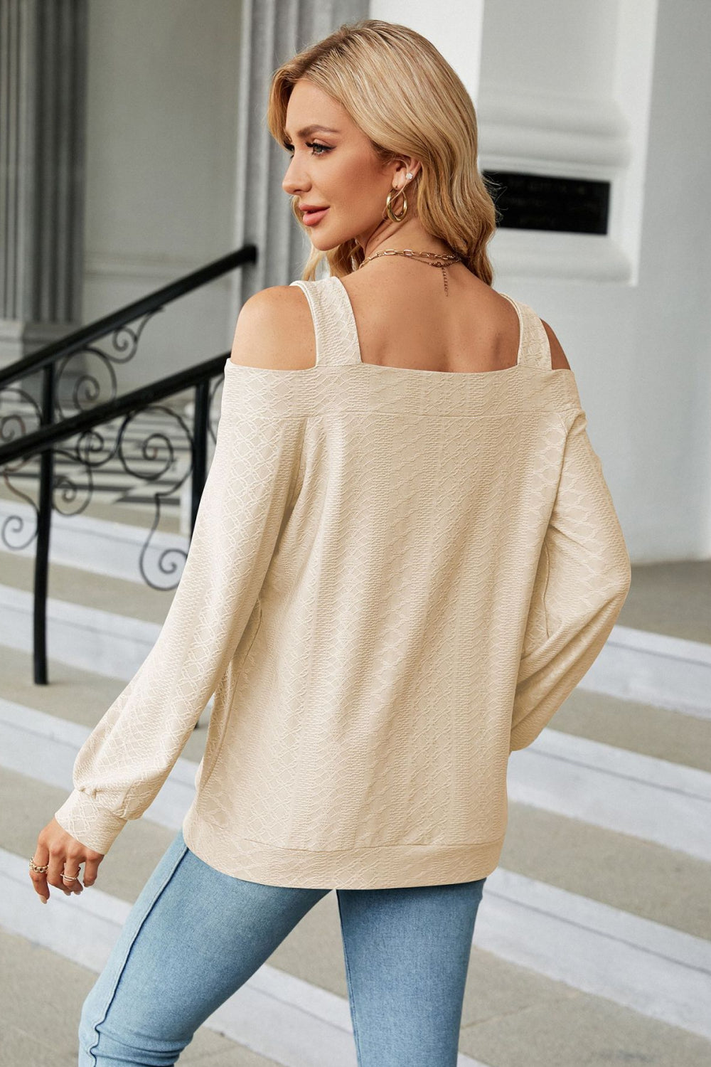 Women’s Cold Shoulder Square Neck Cutout Blouse