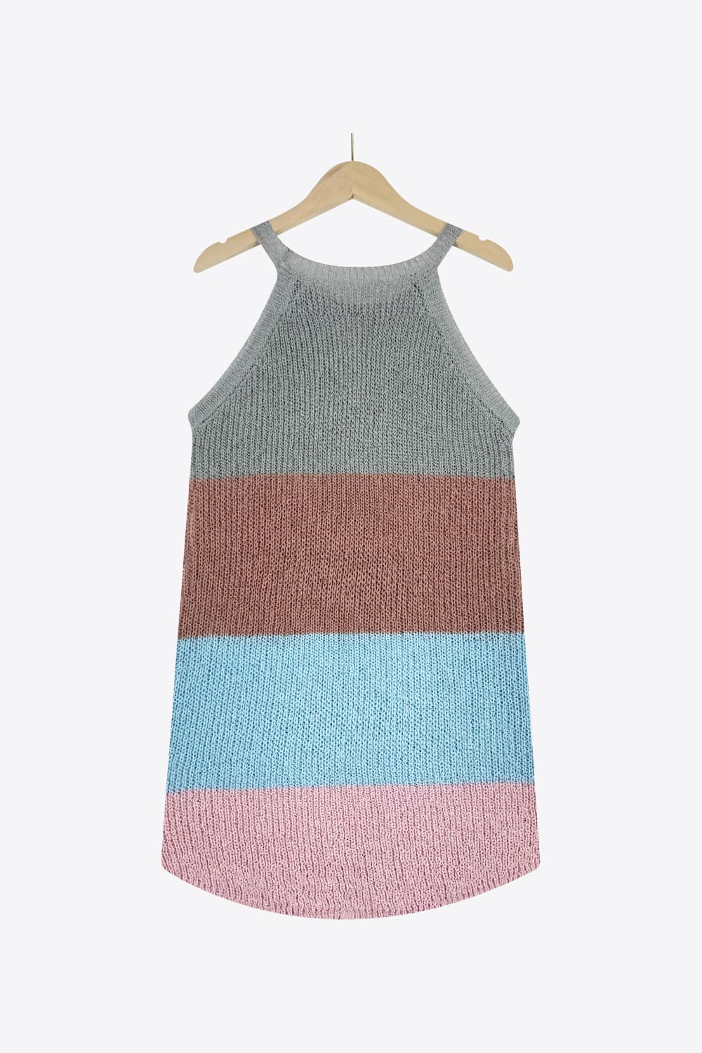 Women’s Color Block Round Neck Sleeveless Knit Top