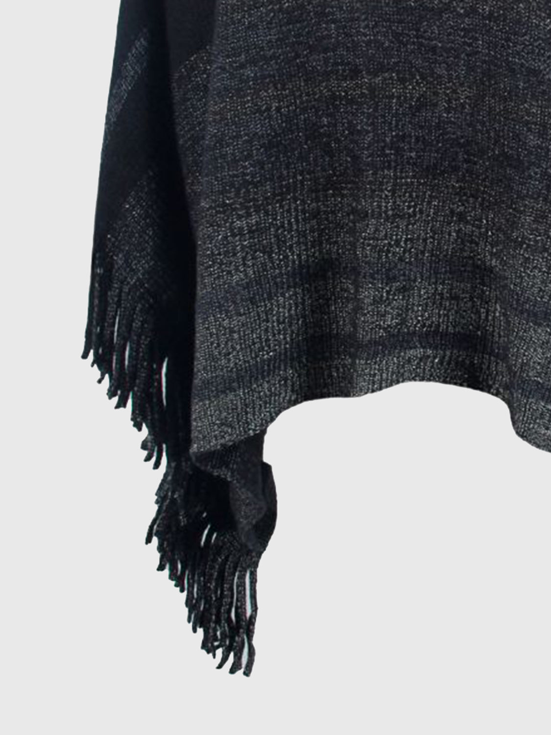 Women’s Striped Boat Neck Poncho with Fringes