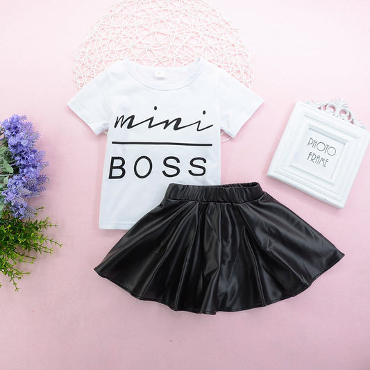 Children’s Girls MINI BOSS Graphic Tee and Skirt Set