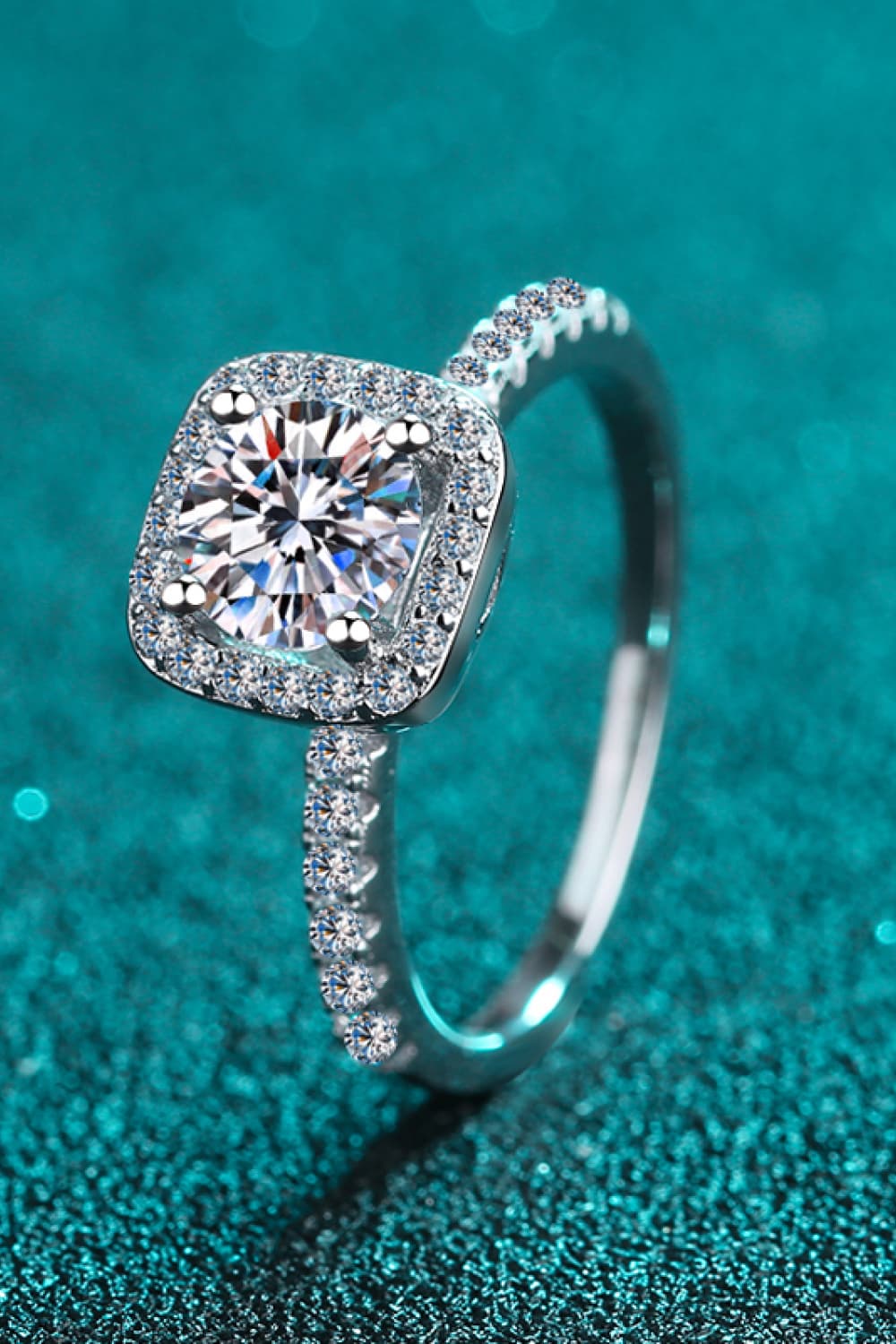 Women’s 2 Carat Moissanite Square Halo Ring