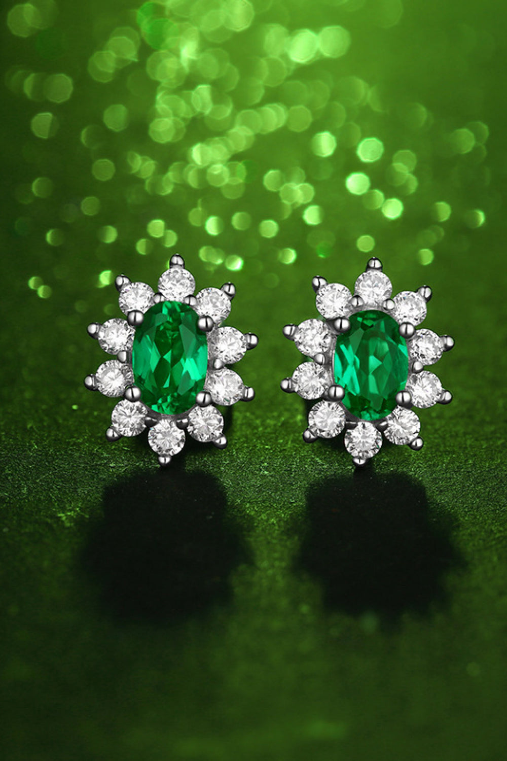Women’s 1 Carat Lab-Grown Emerald Stud Earrings