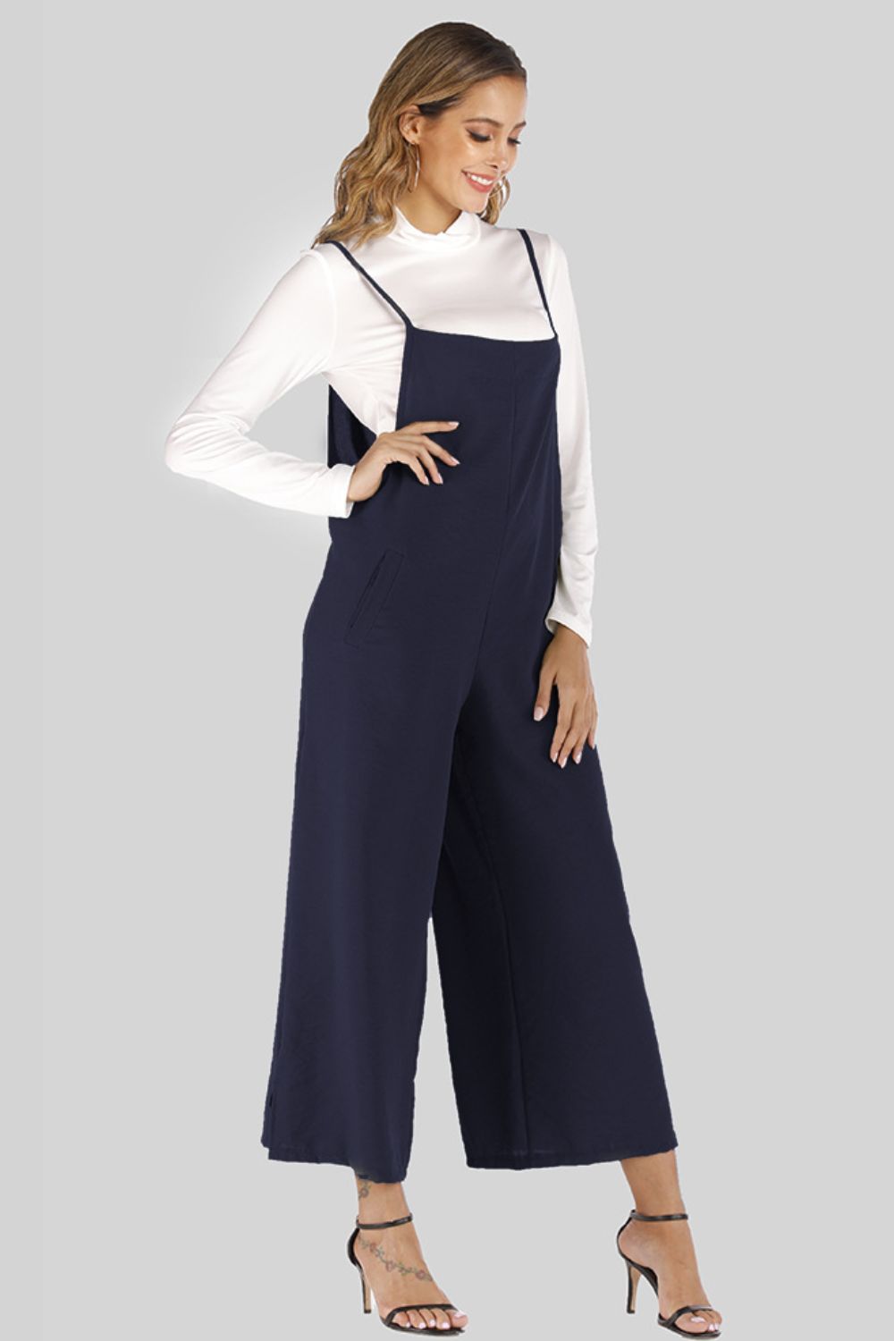 Women’s Full Size Cropped Wide Leg Overalls with Pockets