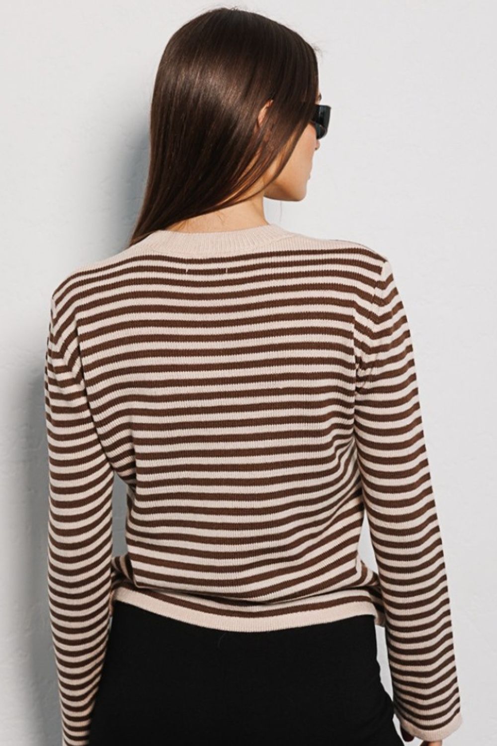 Women’s Striped Round Neck Long Sleeve Sweater