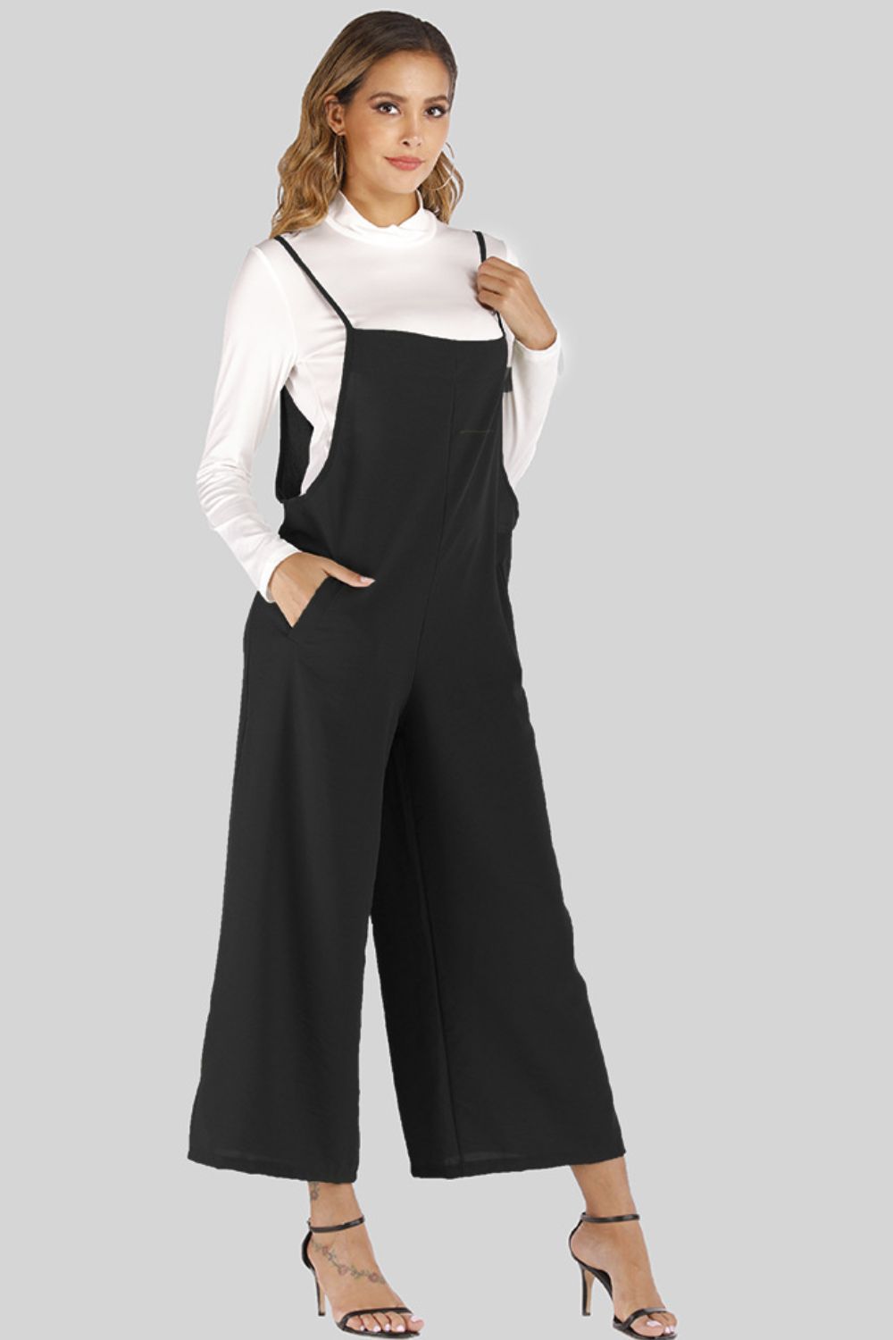 Women’s Full Size Cropped Wide Leg Overalls with Pockets