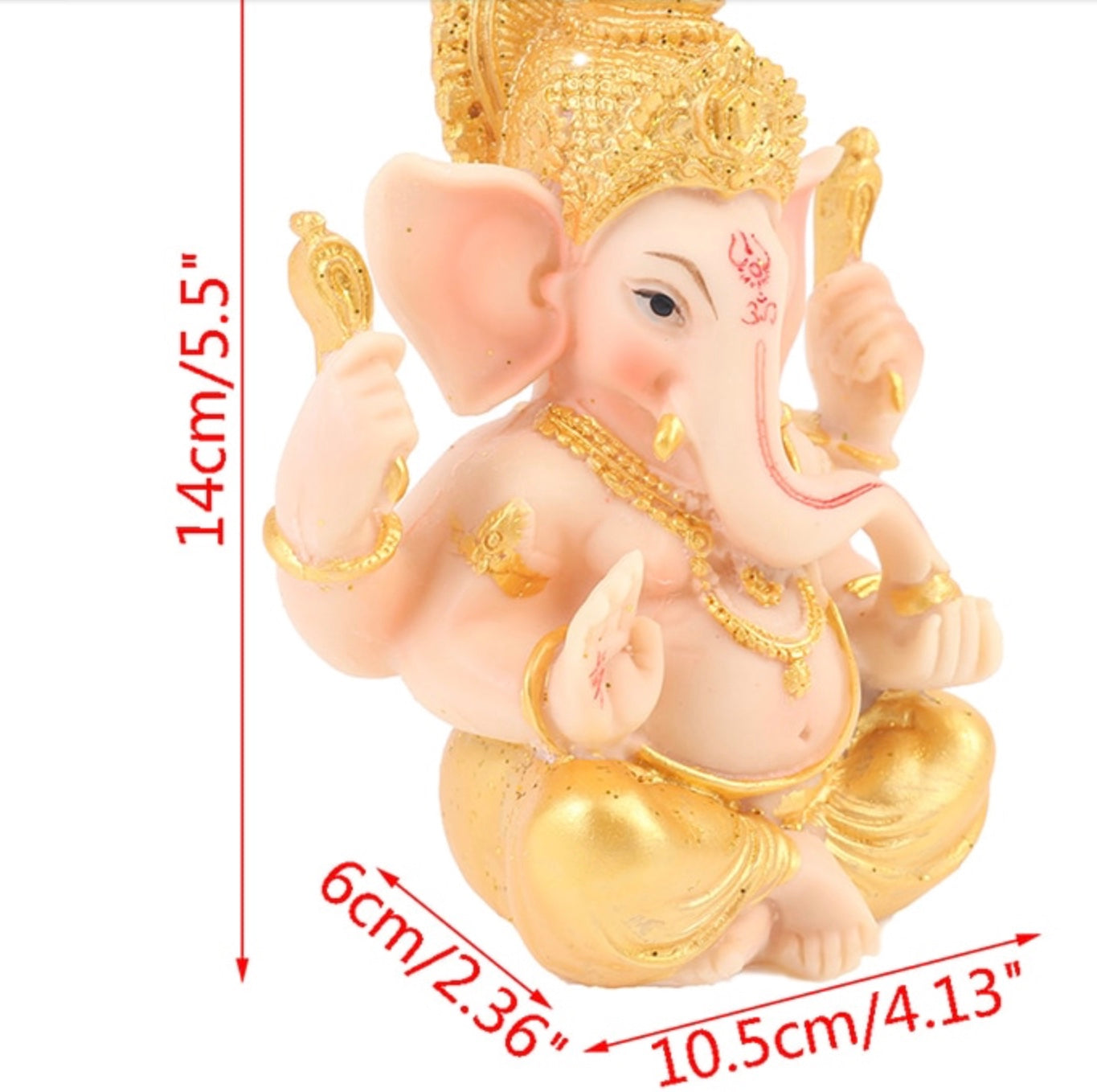 Gold Color Resin Lord Ganesha Decorative Figurine Dimensions 14x6x10.5cm