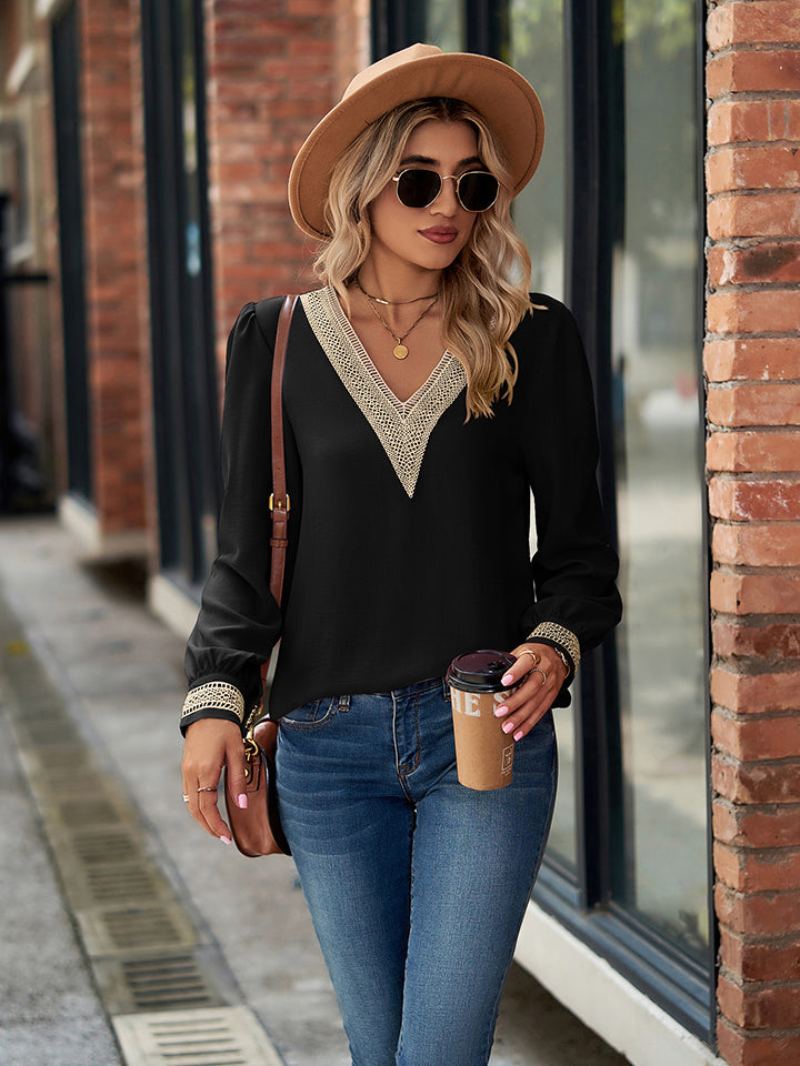 Women’s V-Neck Long Sleeve Blouse