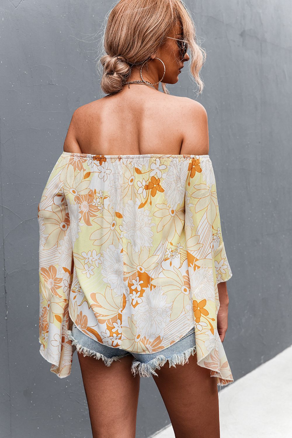 Women’s Floral Bell Sleeve Off-Shoulder Blouse