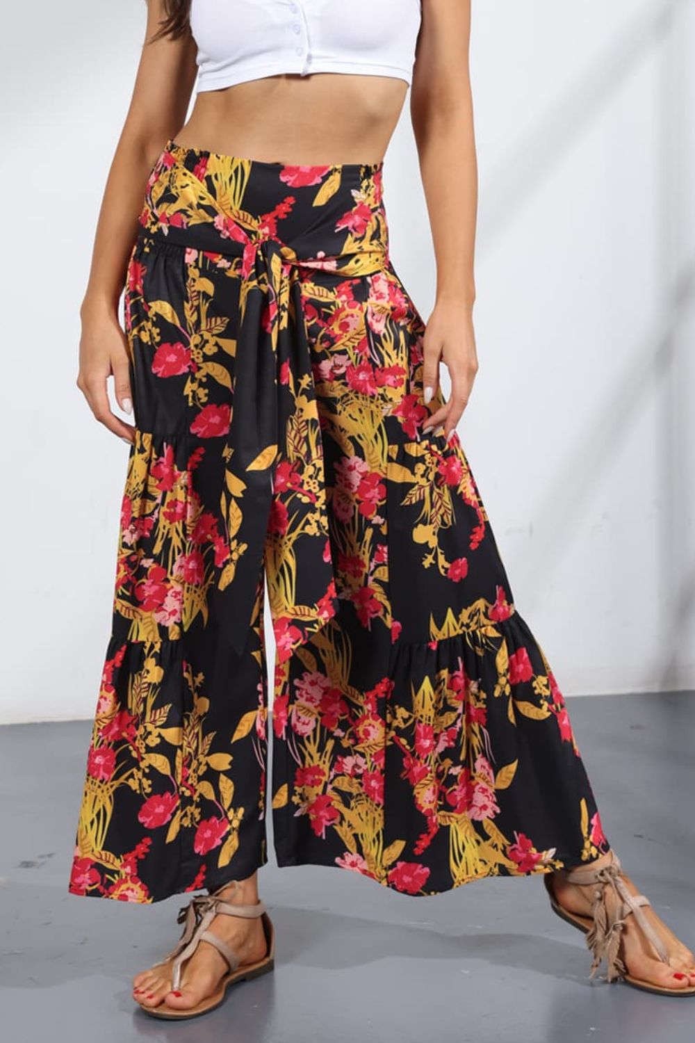 Women’s Printed Tie-Front Culottes