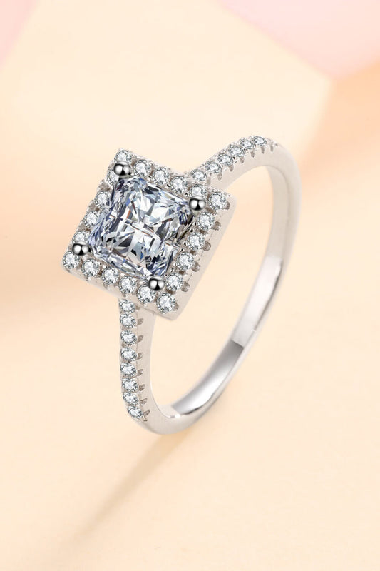 Women’s Sterling Silver Square Moissanite Ring