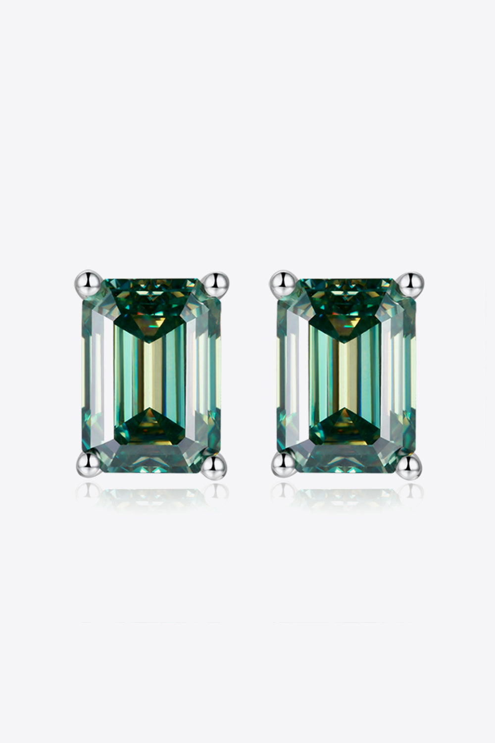 Women’s 2 Carat Moissanite Stud Earrings in Green