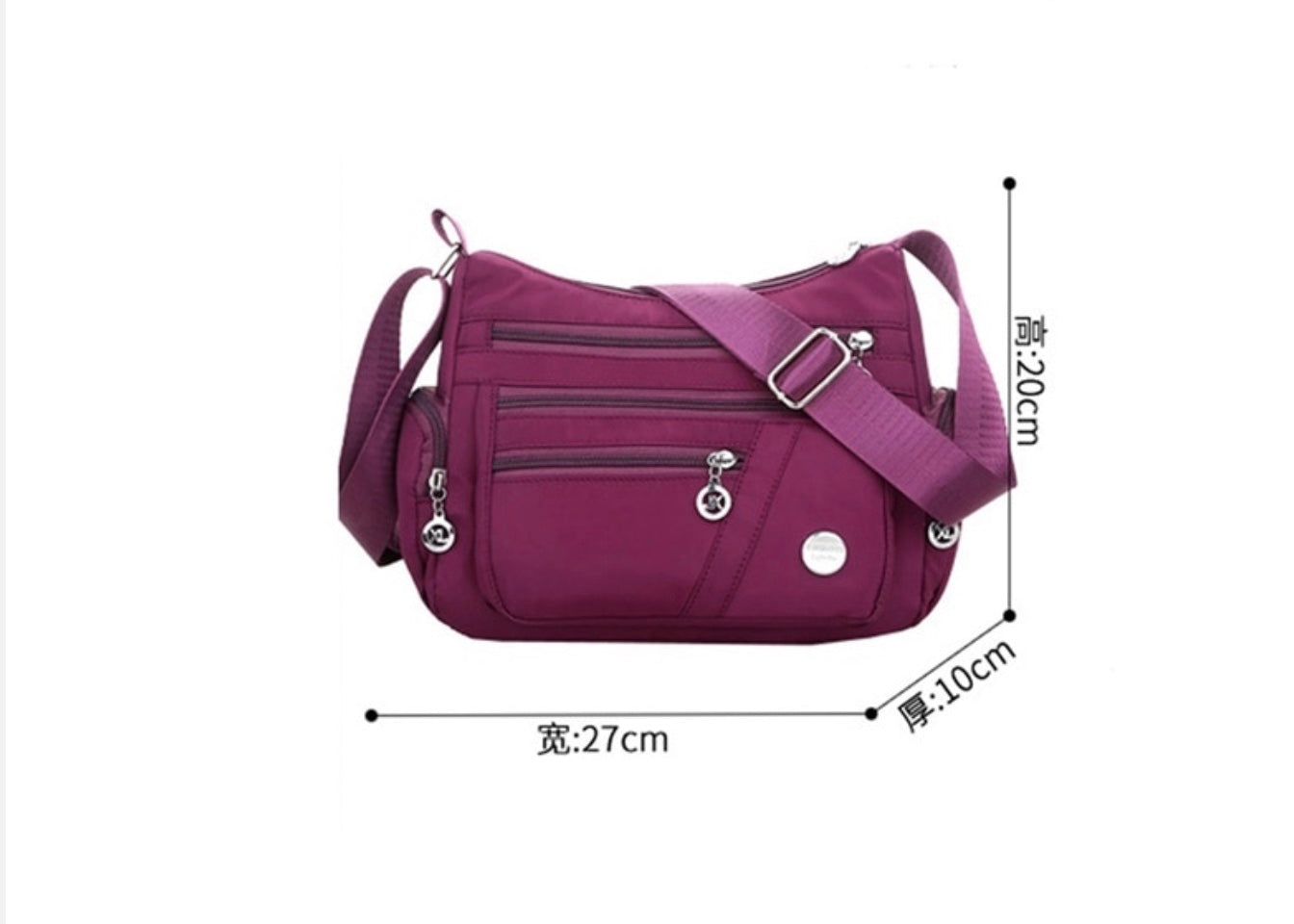 Women’s Crossbody Nylon Waterproof Shoulder Bag Dimensions 20x10x27cm
