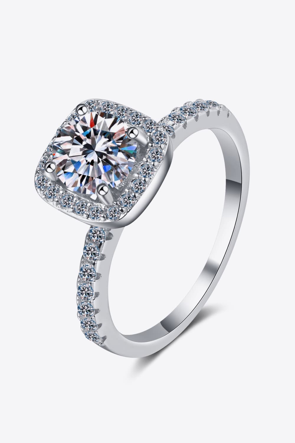 Women’s 2 Carat Moissanite Square Halo Ring