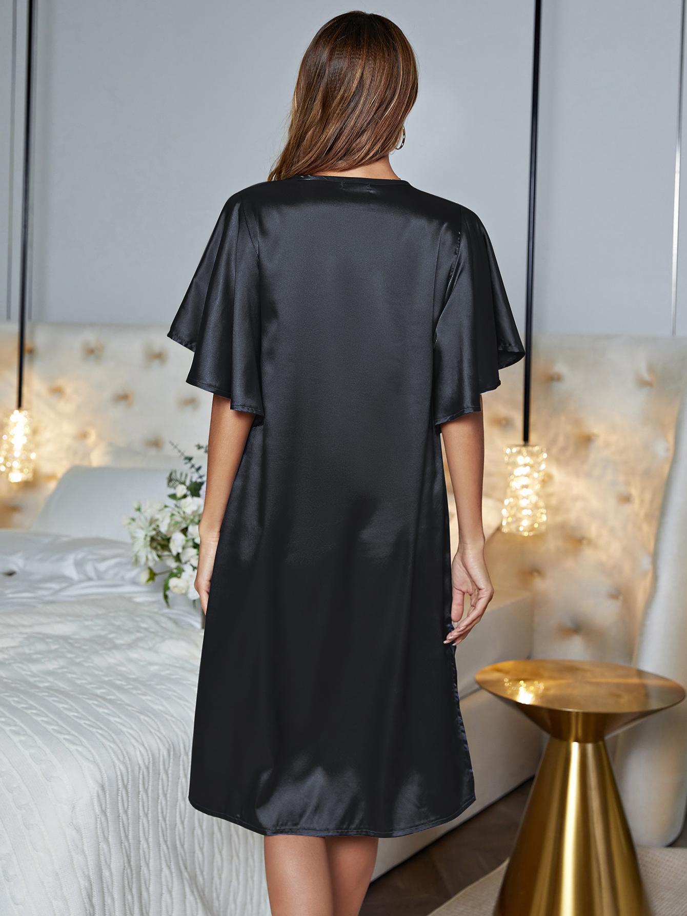Women’s V-Neck Flutter Sleeve Night Dress