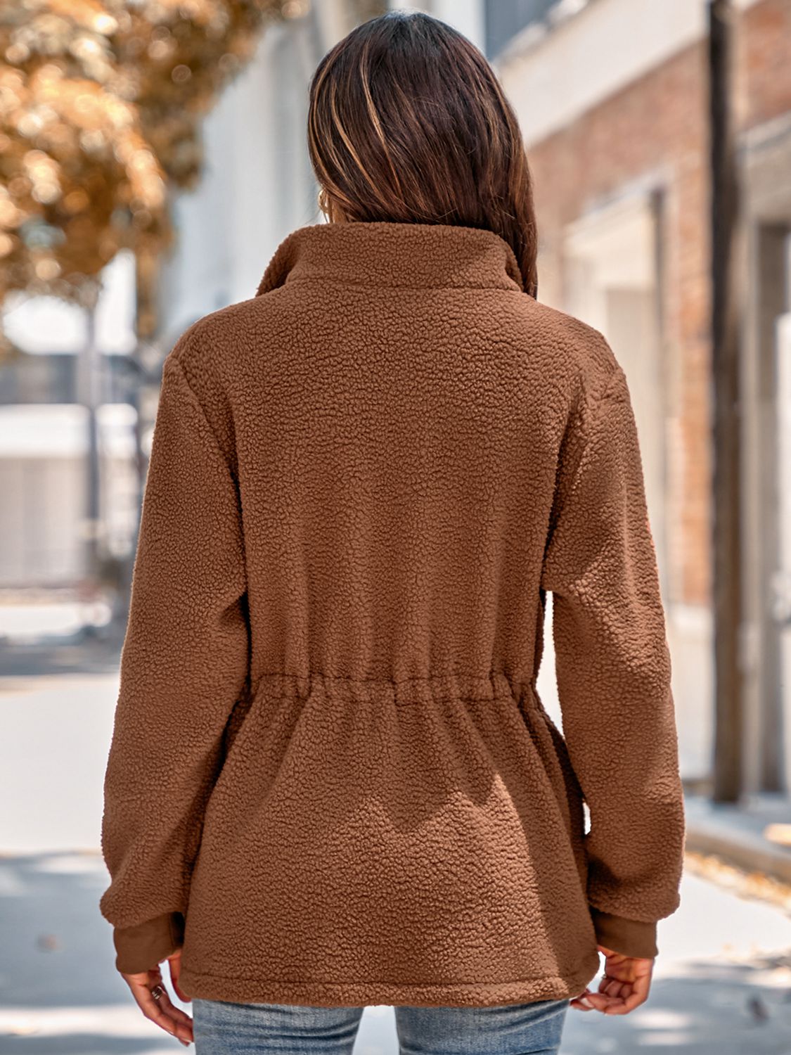 Women’s Drawstring Waist Zip-Up Fleece Jacket