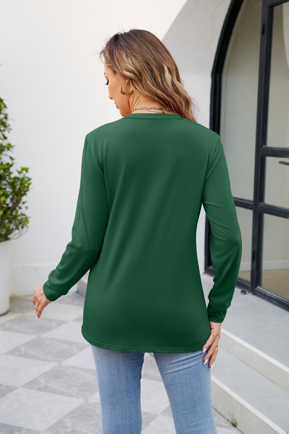 Women’s V-Neck Ruched Long Sleeve Blouse