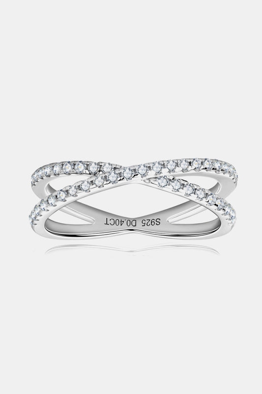 Women’s Moissanite 925 Sterling Silver Crisscross Ring