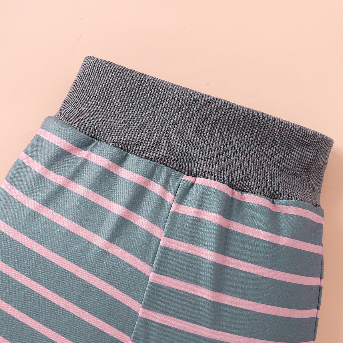 Children’s Girls Round Neck Long Sleeve Tee and Stripe Pants Set