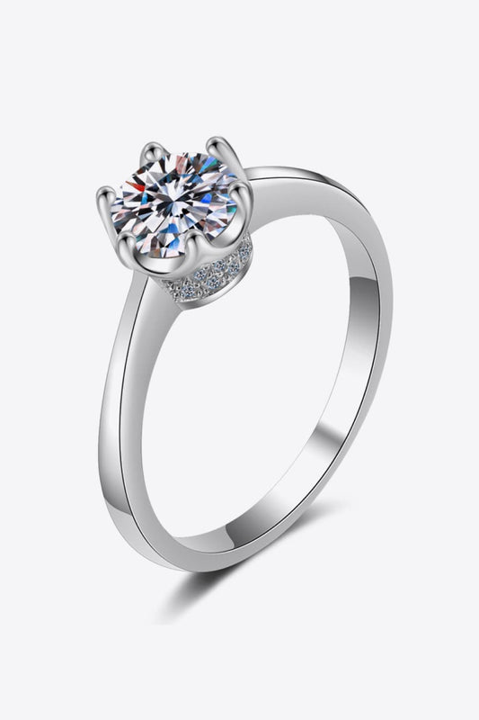 Women’s 1 Carat Moissanite Rhodium-Plated Solitaire Ring