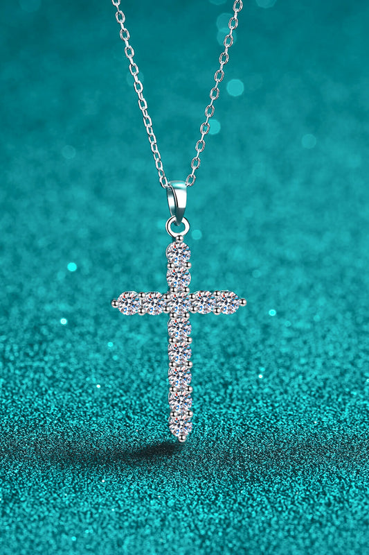 Women’s 925 Sterling Silver Cross Moissanite Necklace