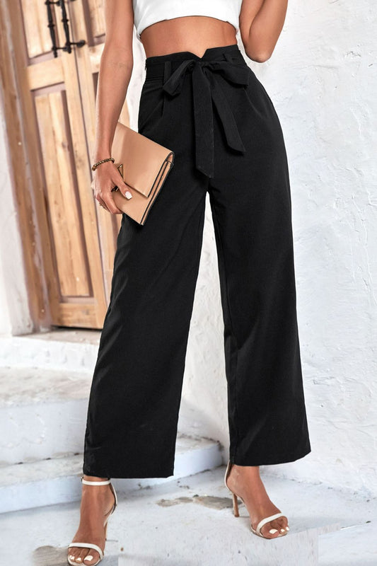 Women’s Belted High-Rise Wide Leg Pants