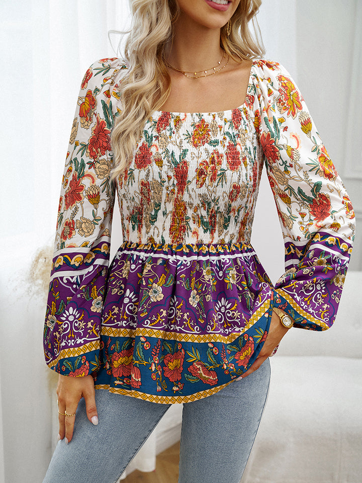 Women’s Square Neck Printed Blouse