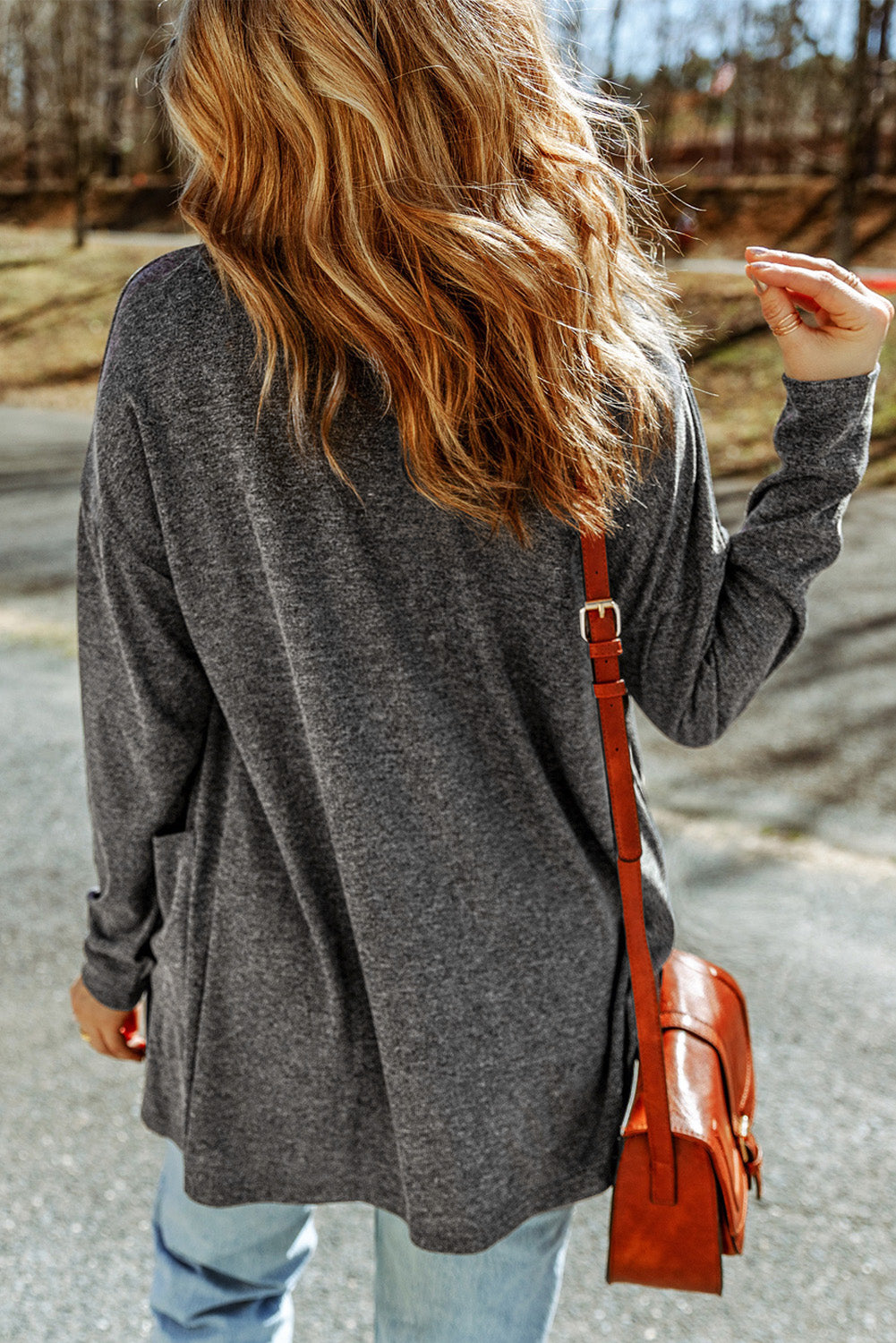 Women’s Long Sleeve Dropped Shoulder Cardigan with Pocket