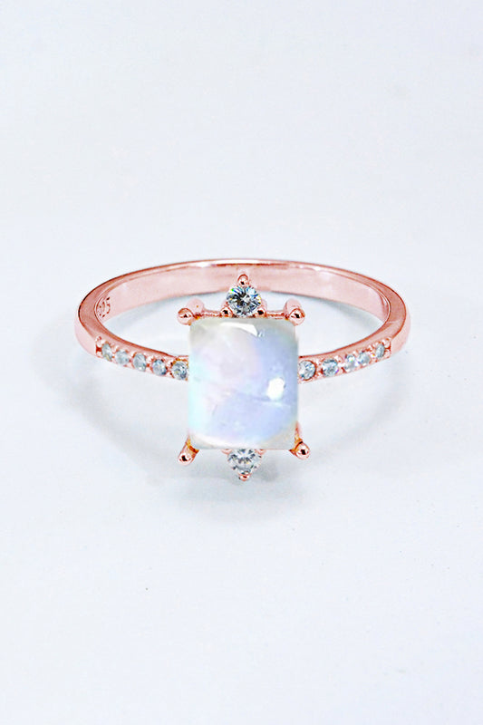 Women’s 925 Sterling Silver Square Moonstone Ring