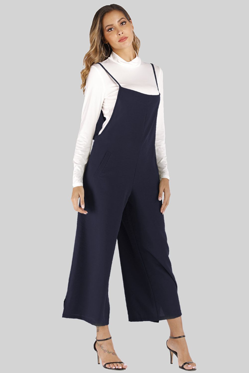 Women’s Full Size Cropped Wide Leg Overalls with Pockets