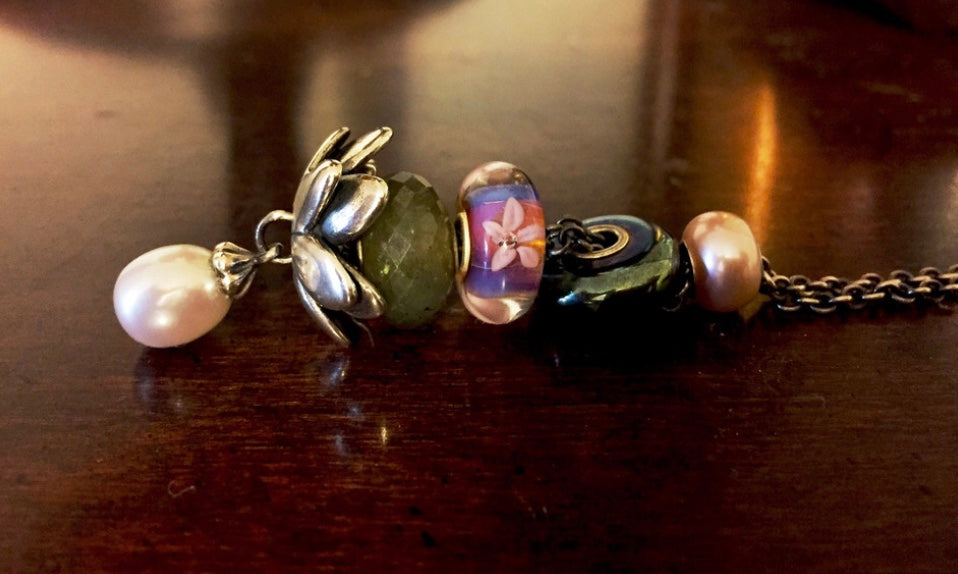 Trollbeads Fantasy Necklace With Pearl 54070 Sterling Silver 925 Size 27.6”