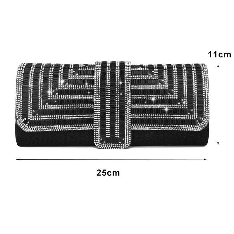 Women’s Evening Bag Clutch With Rhinestone Dimensions 25x11cm