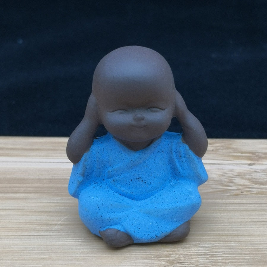 Decorative Ceramic Small Buddha Monk Figurine Size H 4.3 x L 3.5cm