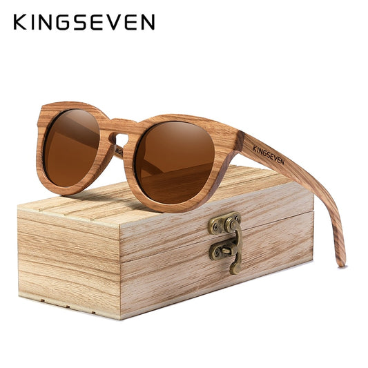 Men’s KINGSEVEN Wood Sunglassess Full Frame 100% Polarized Mirror Coated Lenses