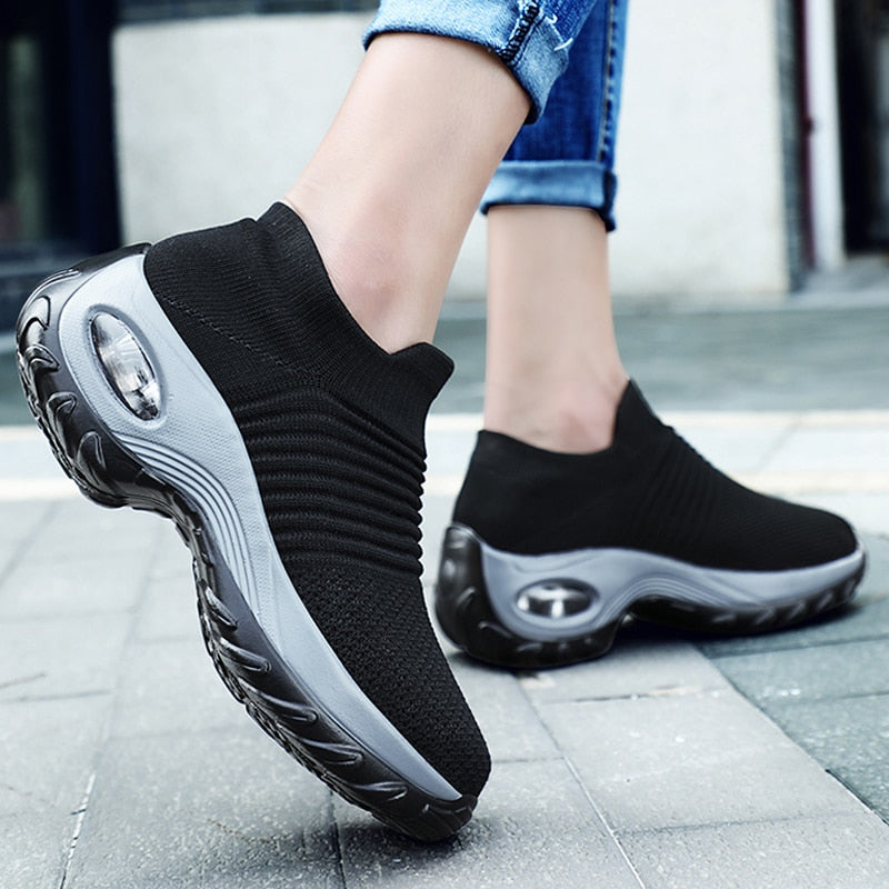 Women’s Air Cushion Lightweight Arch Support Platform Walking Shoes Size 35-43