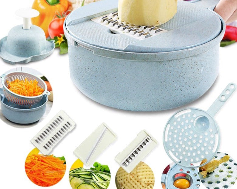 Mandoline Vegetable Cutter Slicer Grater Strainer Basket & Egg Yolk Separator  8 in 1 Kitchen Tool