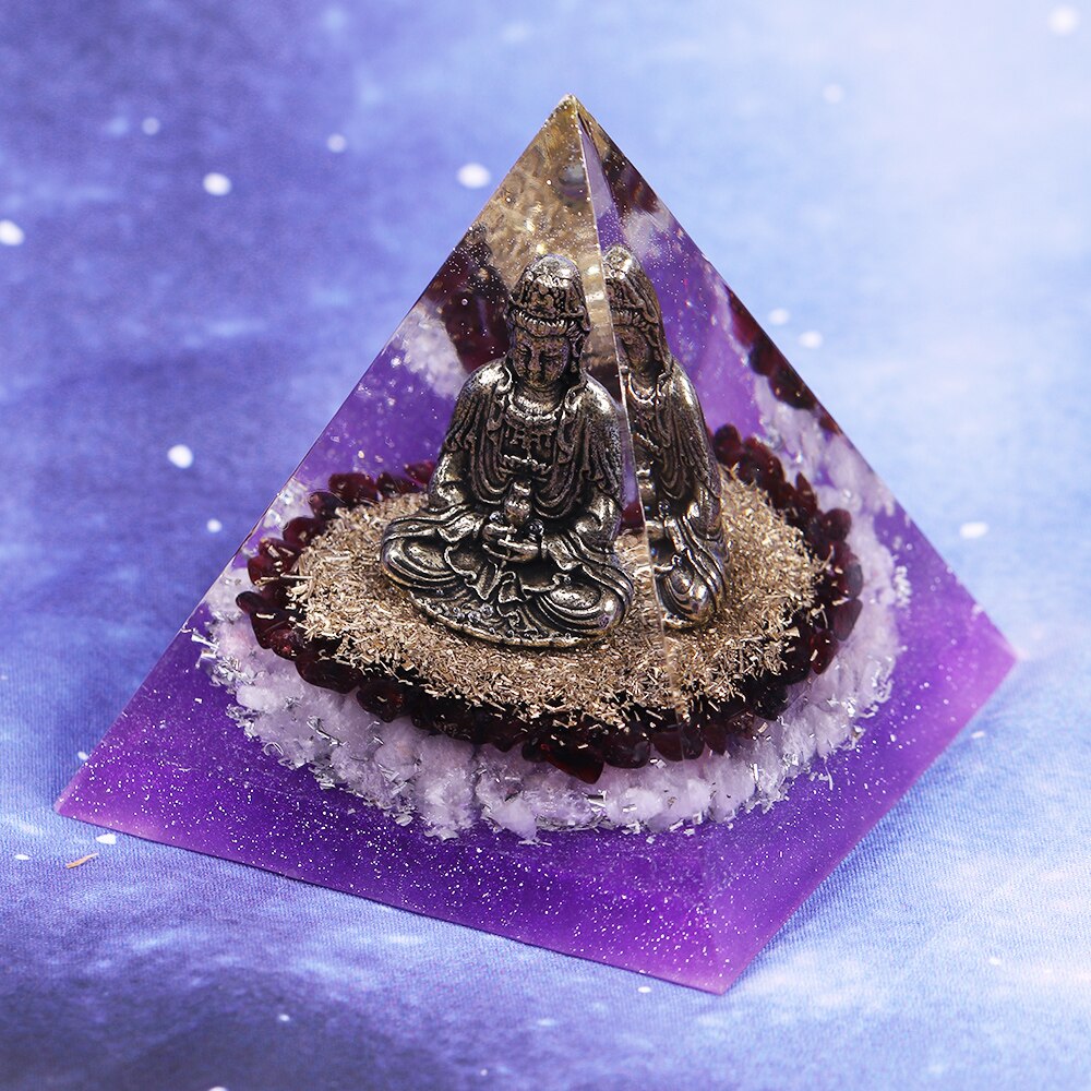 Buddha Orgonite Chakra Energy Pyramid  Crystal  Size 8cm & 10cm Weight 301 Grams