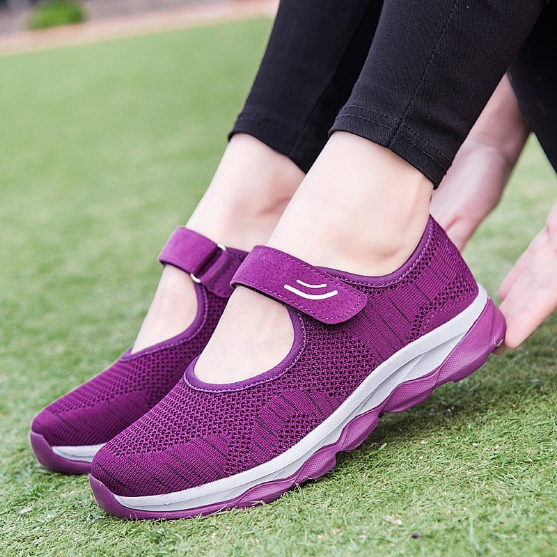 Women’s Fashion Flat Platform Breathable Mesh Casual Shoes Size 35-42